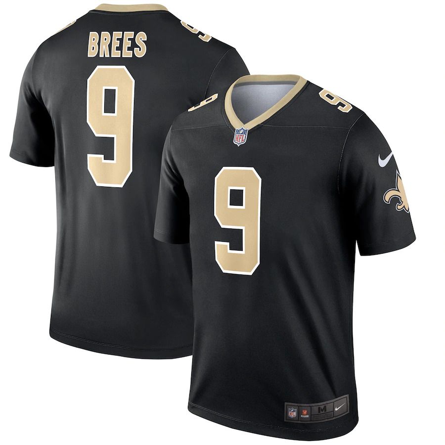 Men New Orleans Saints 9 Drew Brees Nike Black Legend NFL Jersey